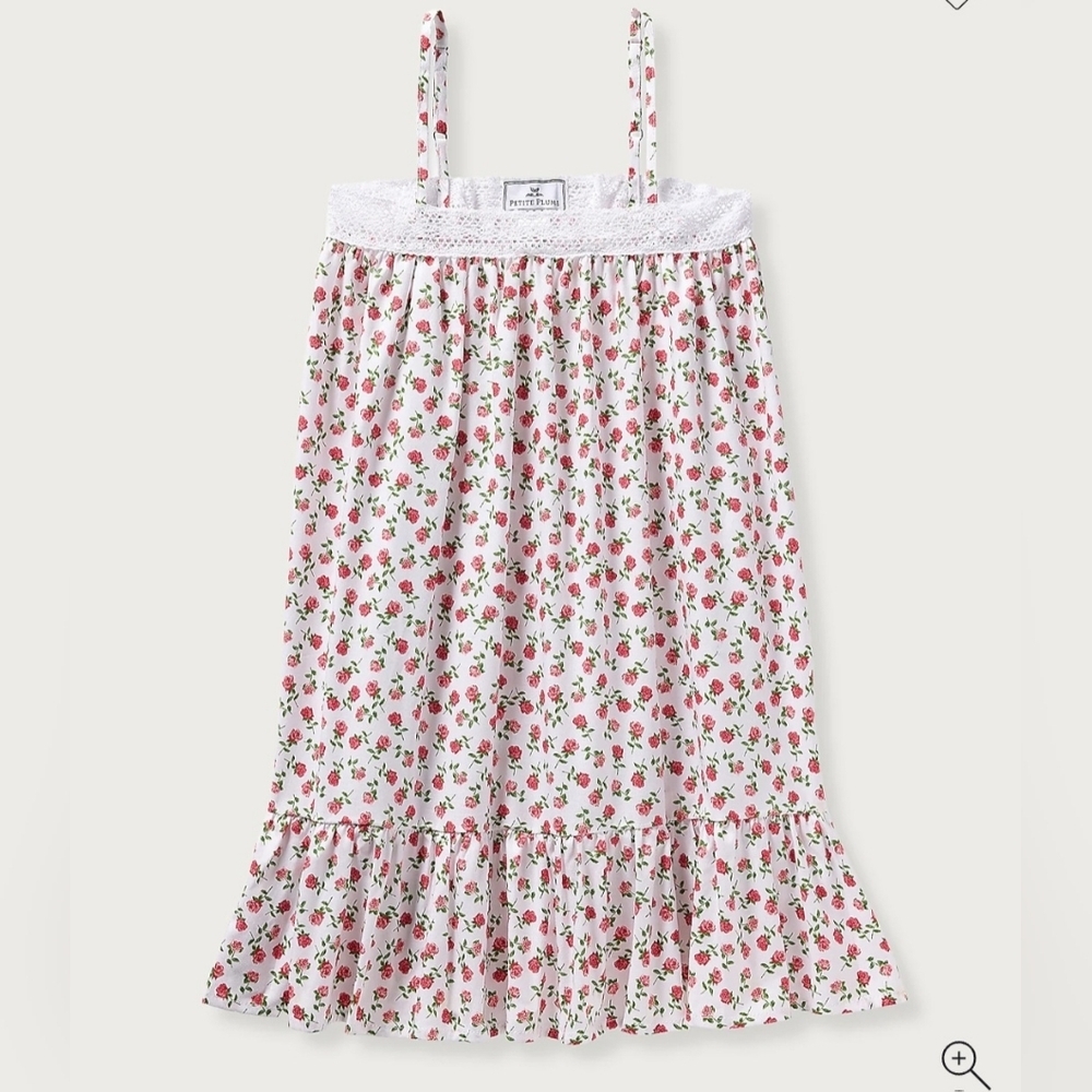 Petite Plume White Floral Pink Rose Girls' Casual Dress